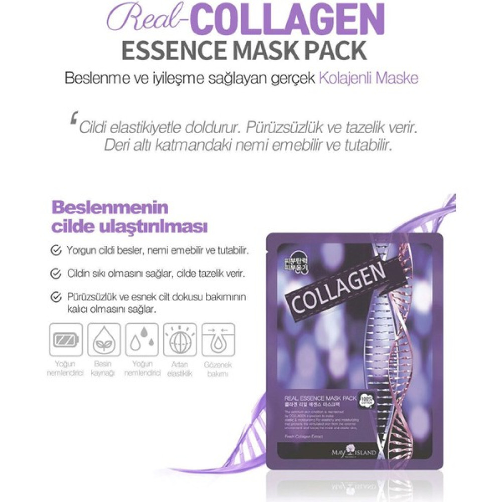 May Island Collagen Özlü Kağıt Yüz Maskesi 10'Lu (Cildi Elastikiyetle Doldurur) Oto Boyaları Fiyatı