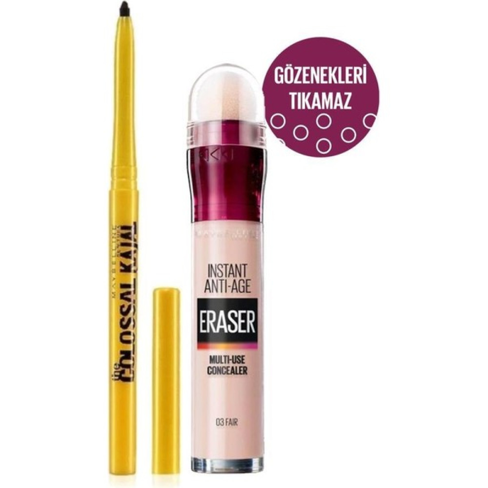 Maybelline Instant Anti Age Eraser Kapatıcı + 03 Fair+Kajal Kalem Set Concealer Fiyatı