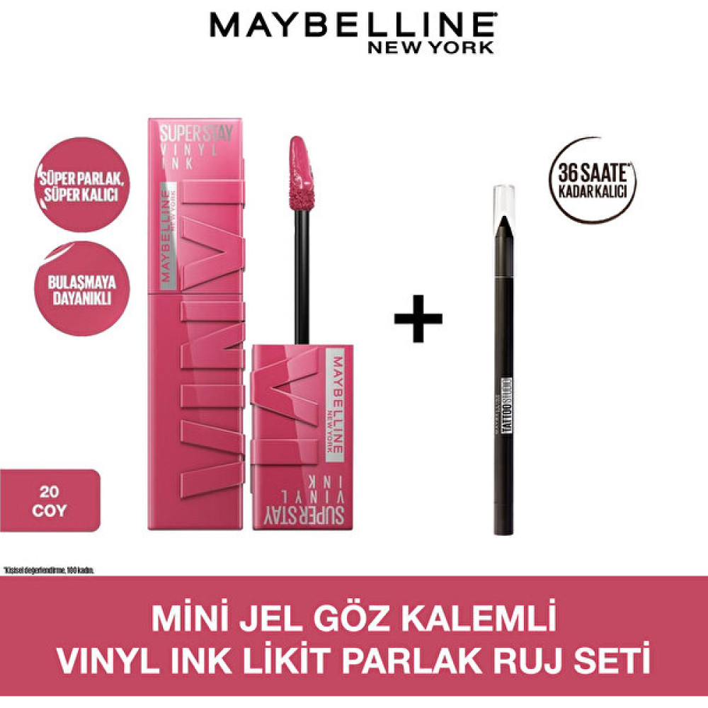 Maybelline Mini Jel Göz Kalemli Vinyl Ink Uzun Süre Kalıcı Likit Parlak Ruj Seti - 20 Coy Göz Kalemleri Fiyatı