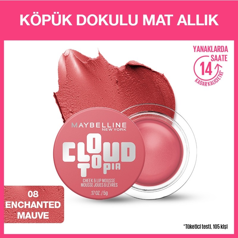 Maybelline New York Cloudtopia Köpük Dokulu Mat Allık 08 Enchanted Mauve Allık Fiyatı