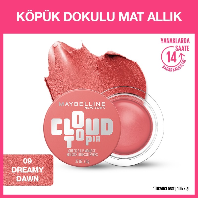 Maybelline New York Cloudtopia Köpük Dokulu Mat Allık 09 Dreamy Dawn Allık Fiyatı