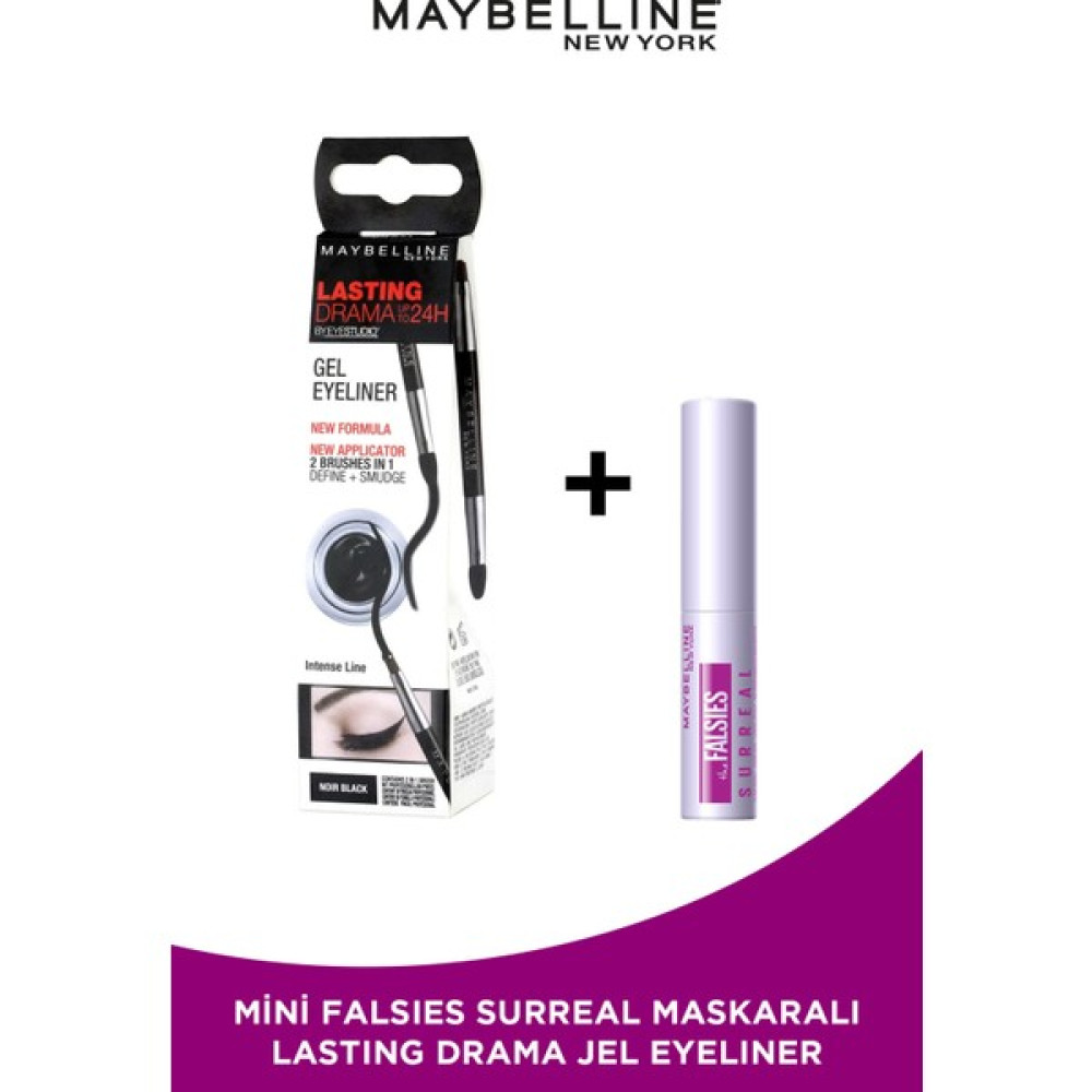 Maybelline New York Eye Studio Jel Eyeliner - Siyah & Maybelline Mini Surreal Maskara Eyeliner Fiyatı