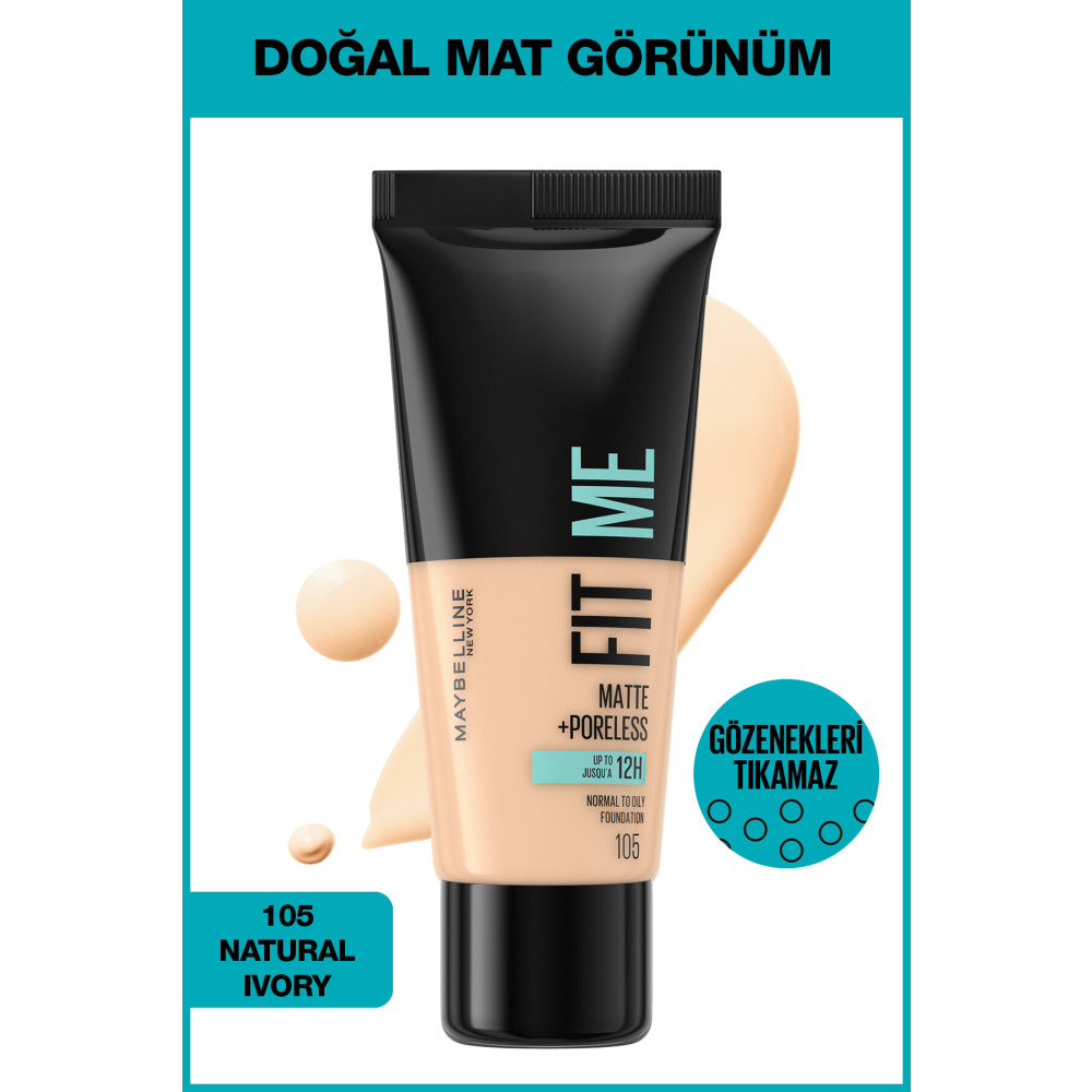 Maybelline New York Fit Me Matte+poreless Fondöten - 105 Natural Ivory Fondötenler Fiyatı