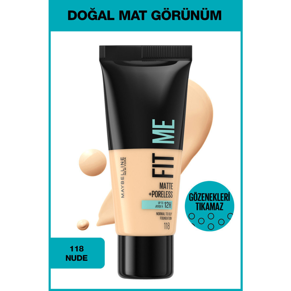 Maybelline New York Fit Me Matte+poreless Fondöten - 118 Nude Fondötenler Fiyatı