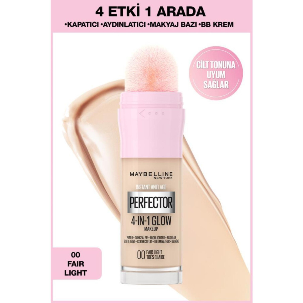 Maybelline New York Instant Perfector Glow 4 Etki 1 Arada Fondöten- 00 Fair Light 20 Ml Fondötenler Fiyatı