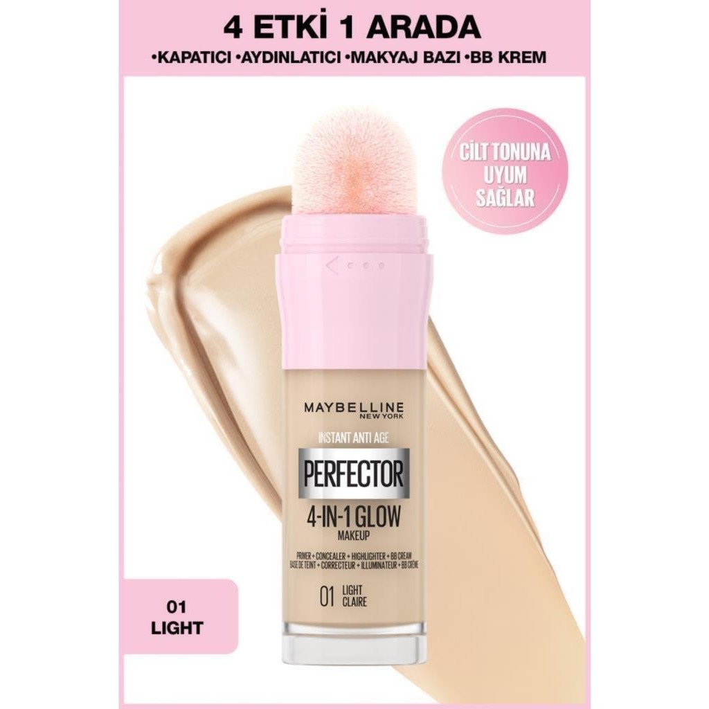Maybelline New York Instant Perfector Glow 4 Etki 1 Arada Fondöten- 01 Light Fondötenler Fiyatı