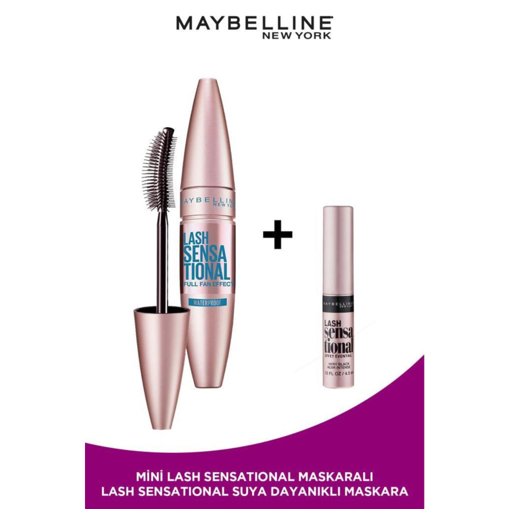 Maybelline New York Lash Sensational Yelpaze Etkili Suya Dayanıklı Siyah Maskara & Mini Lash Sensational Maskara 4.5 ML Rimeller / Maskaralar Fiyatı