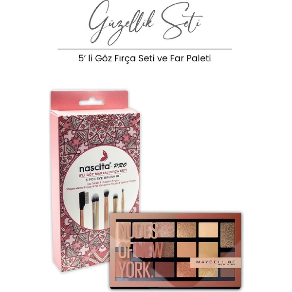Maybelline New York Maybelline Nudes Of New York 010 Far Paleti Ve 5' Li Göz Makyaj Fırça Seti - 1 Göz Farı Fiyatı