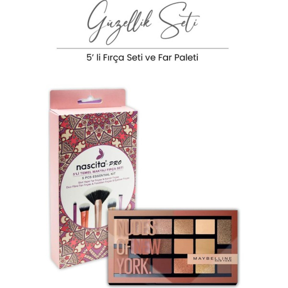 Maybelline New York Maybelline Nudes Of New York 010 Far Paleti Ve 5' Li Temel Makyaj Fırça Seti - 1 Göz Farı Fiyatı