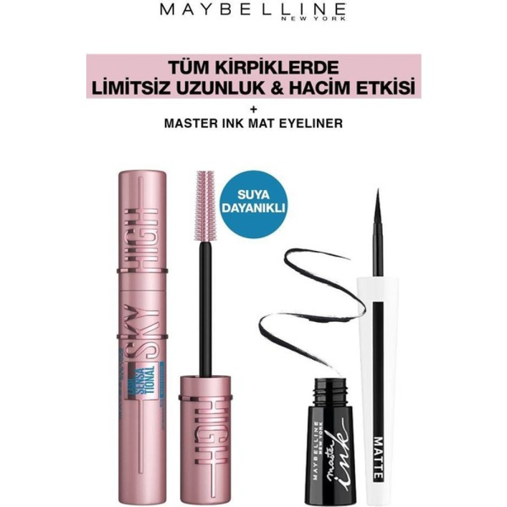 Maybelline New York Maybelline Sky High Suya Dayanıklı Dev Kirpikler Kusursuz Çizgiler Eyeliner Göz Makyaj Seti Eyeliner Fiyatı