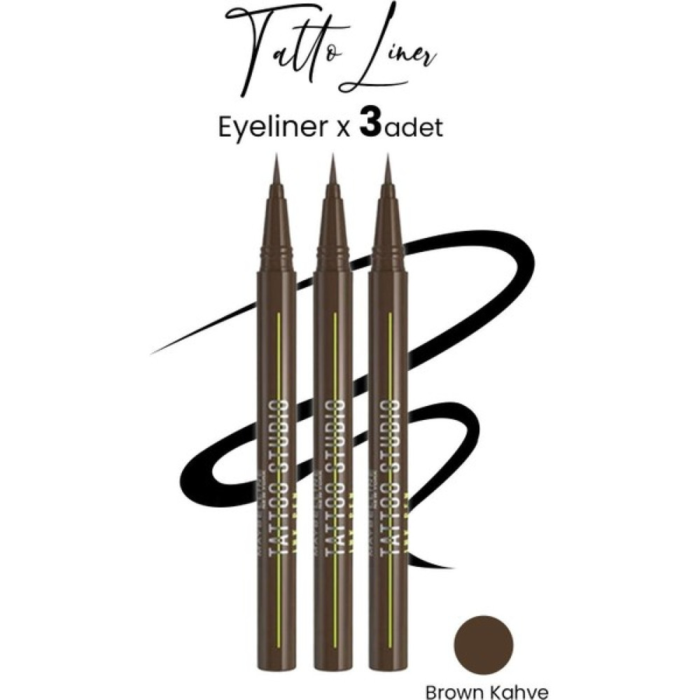 Maybelline New York Maybelline Tattoo Liner Ink Pen Eyeliner - Brown Kahve x 3 Adet Eyeliner Fiyatı