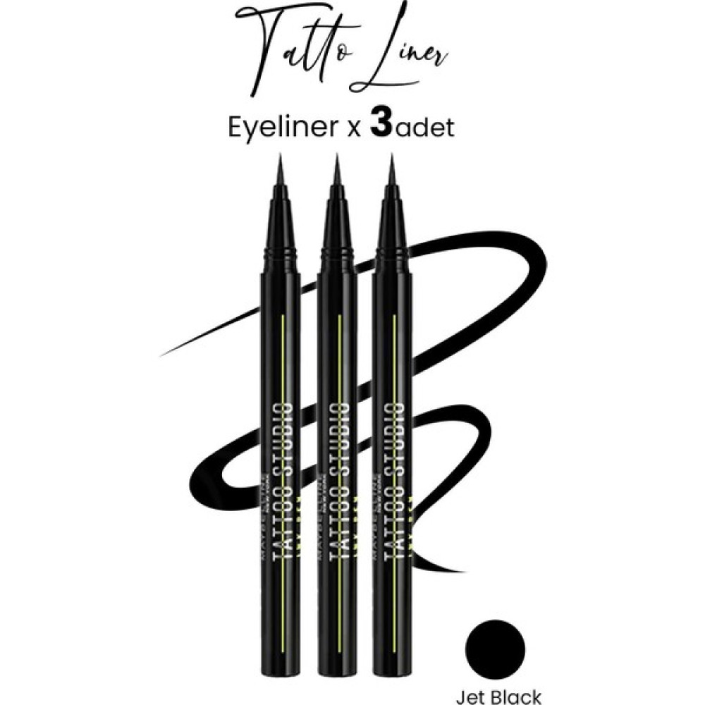 Maybelline New York Maybelline Tattoo Liner Ink Pen Eyeliner - Jet Black x 3 Adet - Brown Kahve Eyeliner Fiyatı