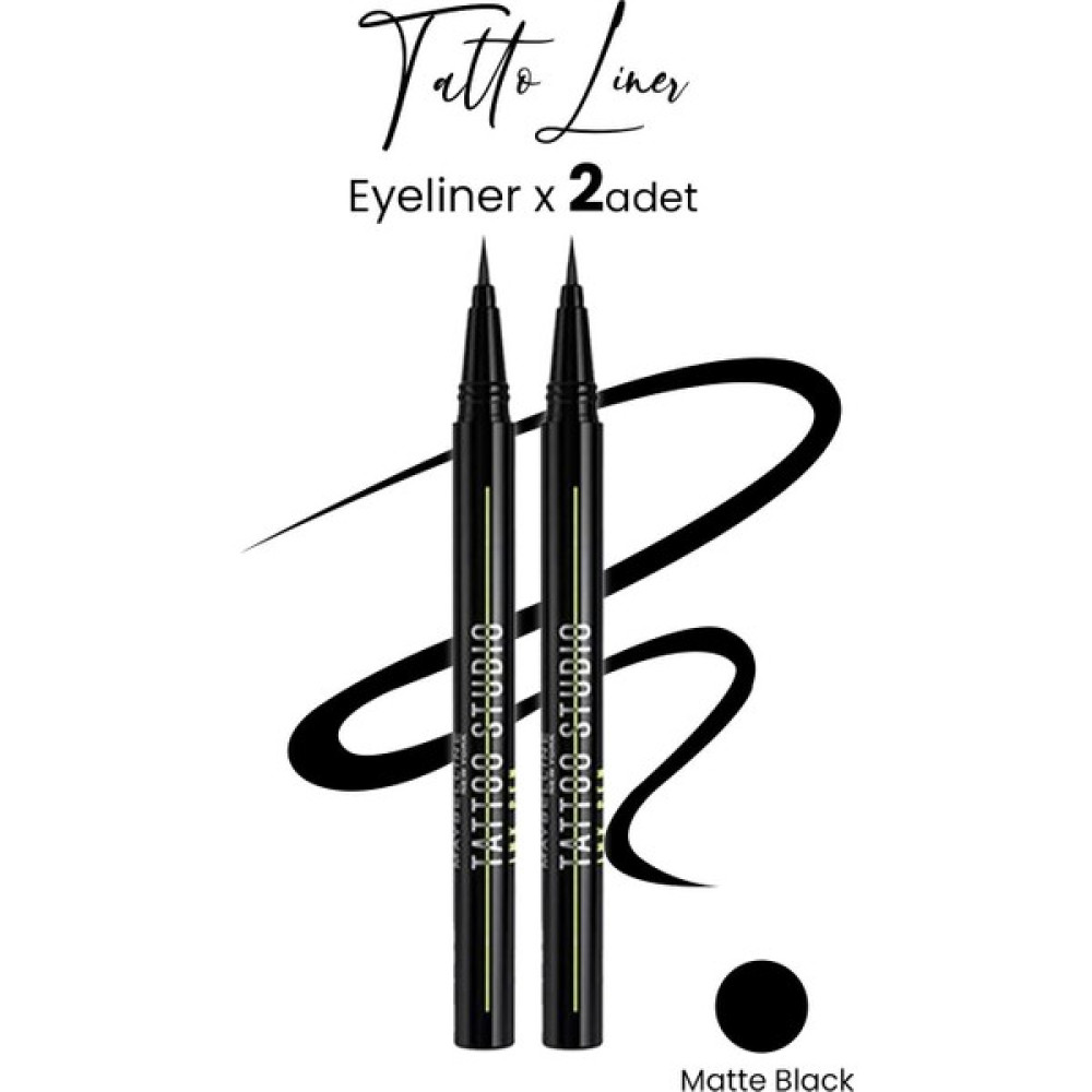 Maybelline New York Maybelline Tattoo Liner Ink Pen Eyeliner - Matte Black x 2 Adet - Brown Kahve Eyeliner Fiyatı