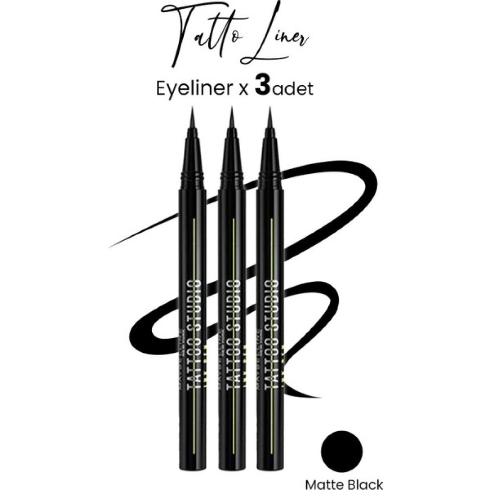 Maybelline New York Maybelline Tattoo Liner Ink Pen Eyeliner - Matte Black x 3 Adet - Brown Kahve Eyeliner Fiyatı