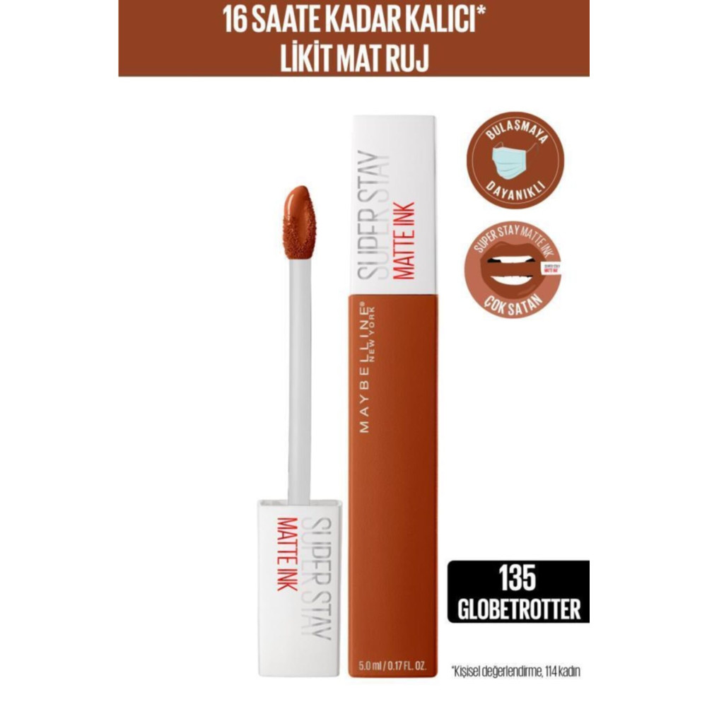 Maybelline New York Super Stay Matte Ink City Edition Likit Mat Ruj - 135 Globe-trotter Rujlar & Dudak Parlatıcıları Fiyatı