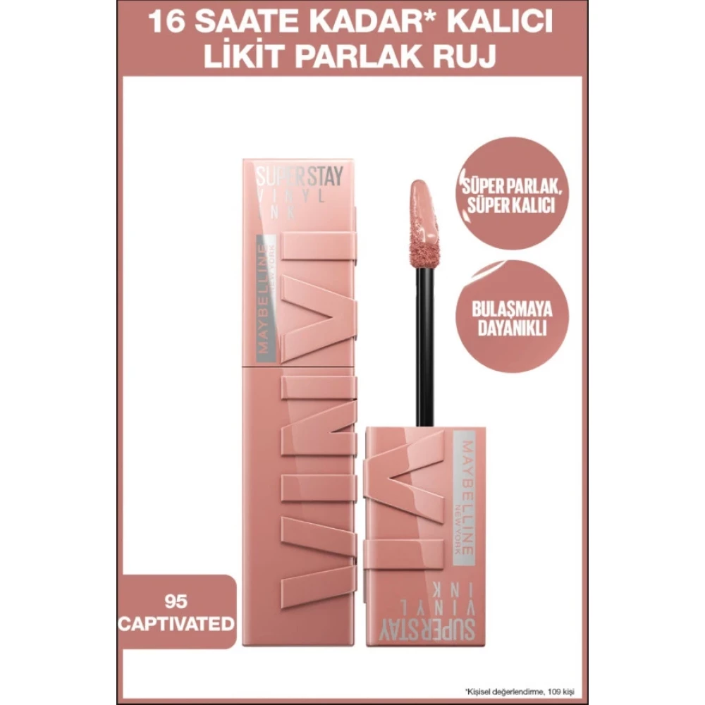 Maybelline New York Super Stay Vinyl Ink Likit Parlak Ruj 95 Captivated Rujlar & Dudak Parlatıcıları Fiyatı
