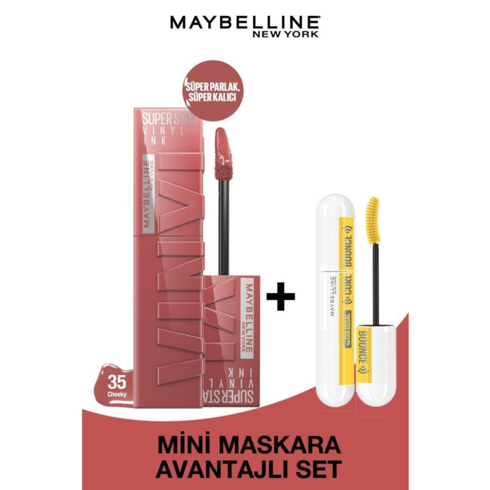 Maybelline New York Super Stay Vinyl Ink Uzun Süre Kalıcı Likit Parlak Ruj 35 Cheeky & Mini Curl Bounce Maskara Rujlar & Dudak Parlatıcıları Fiyatı