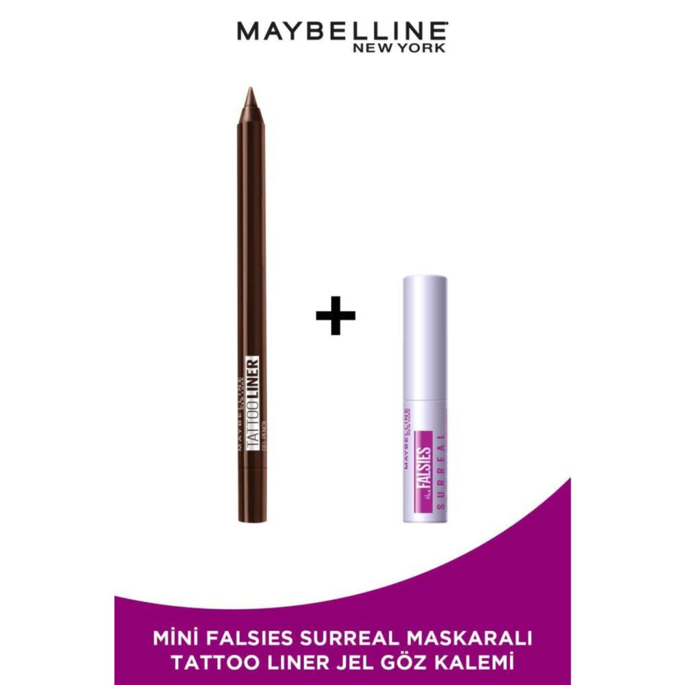 Maybelline New York Tattoo Liner Jel Göz Kalemi - 911 Smooth Walnut (Kahverengi) & Mini Falsies Surreal Maskara 4.7 ml Göz Kalemleri Fiyatı
