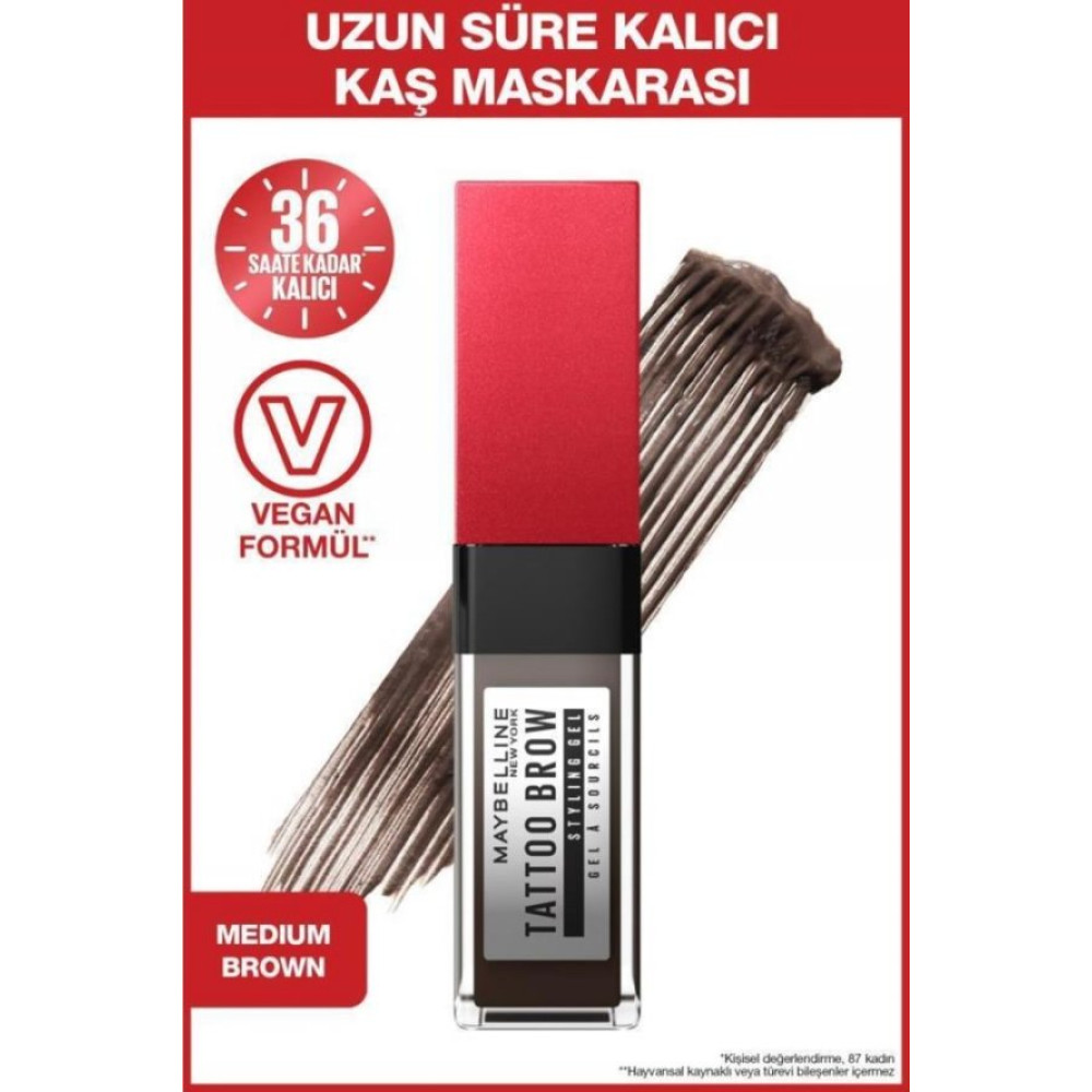 Maybelline Tattoo Brow 36H Styling Gel - 257 Medium Brown Kaş Makyajı Fiyatı