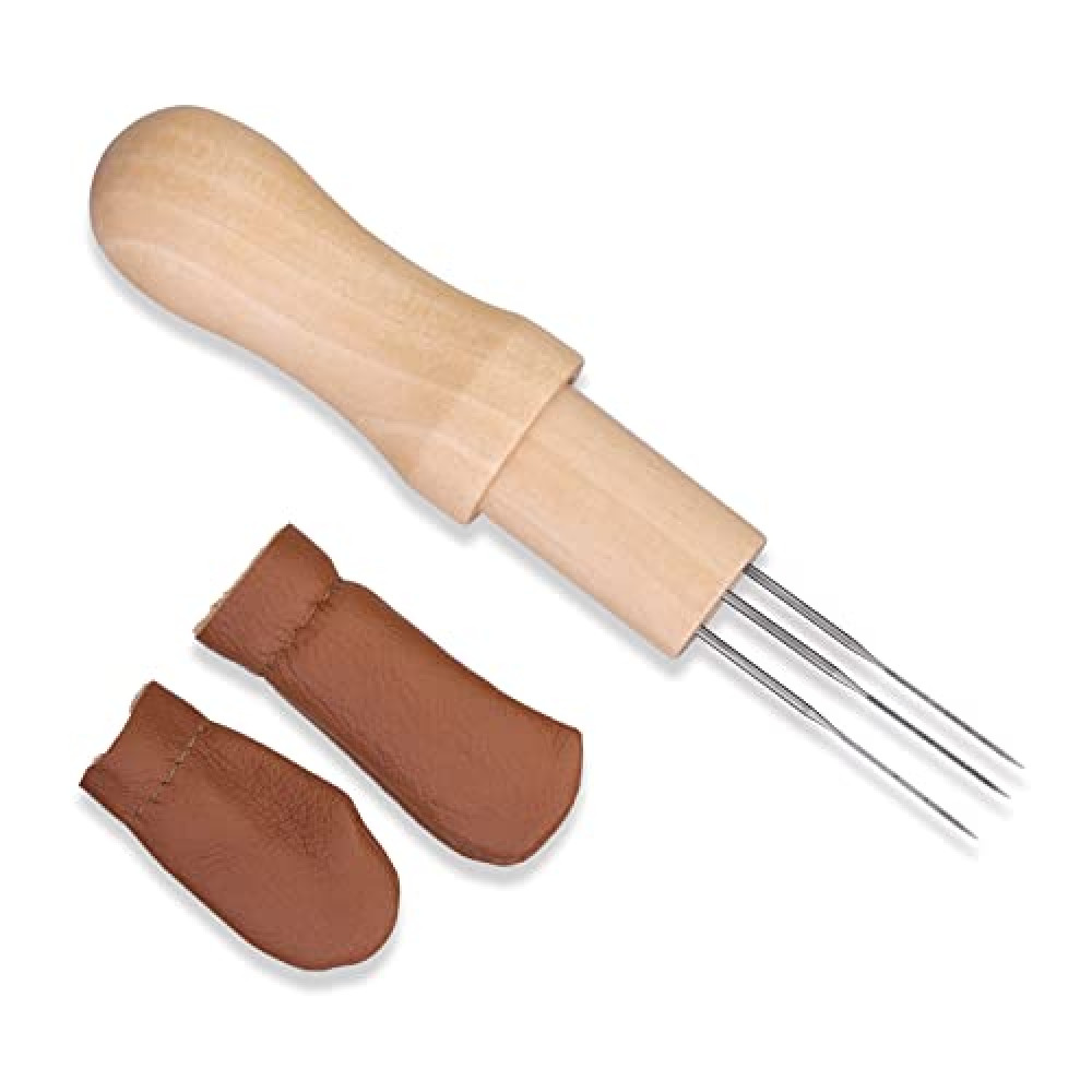 Mayboos Wool Felting Tool Kit - 3 Needles, Finger Protector for Home Craft Work