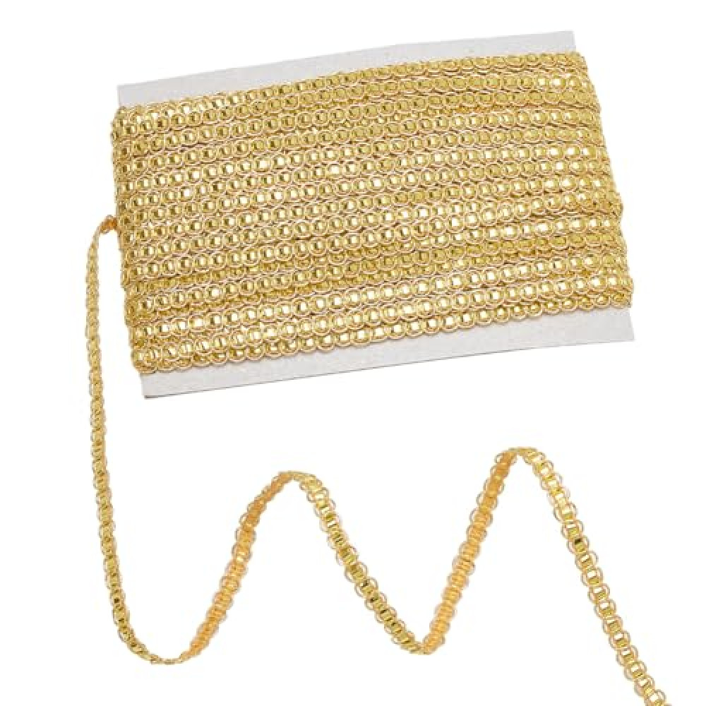 MAYJOYDIY 22 Yards S Shaped Gold Gimp Braid Trim 0.24inch Wide Polyester Lace Trim Ribbon Decorative Woven Braid Trim Fabric Trim for Sewing Bag DIY Crafts Costume Curtain Lampshades