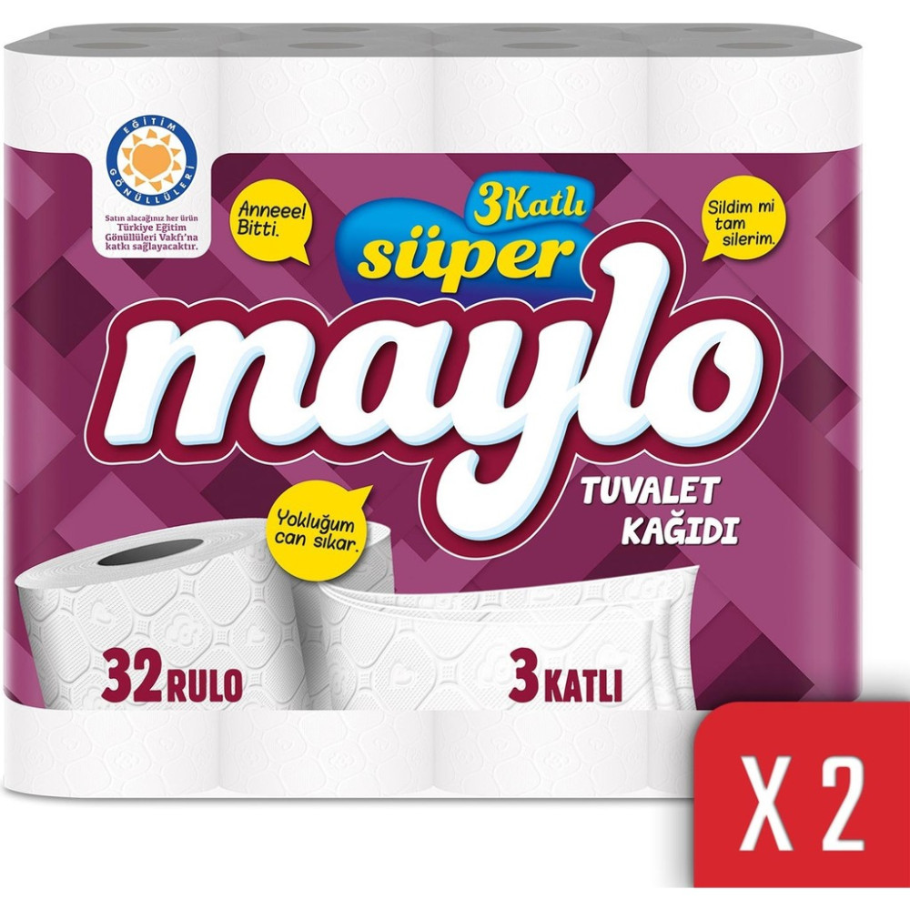Maylo 3 Katlı Tuvalet Kağıdı 32'li 2'li Paket Tuvalet Kağıdı Fiyatı