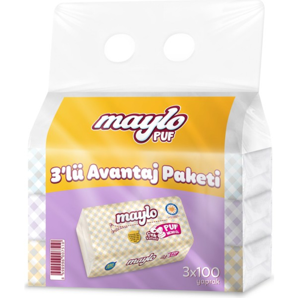 Maylo Puf Mendil 100'lÜ 3 Paket - Beyaz Oto Boyaları Fiyatı