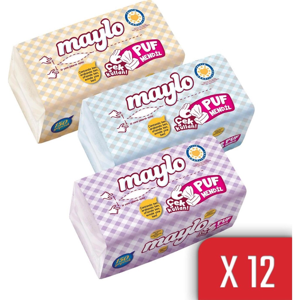 Maylo Puf Mendil Kış Serisi 150 Yaprak 12'li Paket Kağıt Mendil Fiyatı