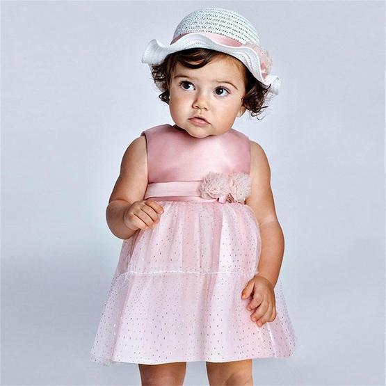 Mayoral MY21001963 Pembe Tül Kız Bebek Etekli Elbise