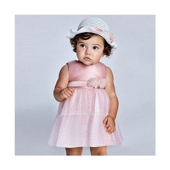 Mayoral MY21001963 Pembe Tül Kız Bebek Etekli Elbise