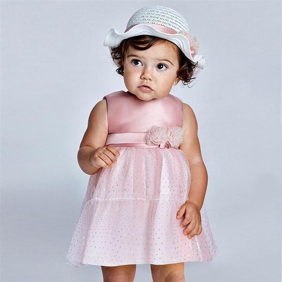 Mayoral MY21001963 Pembe Tül Kız Bebek Etekli Elbise