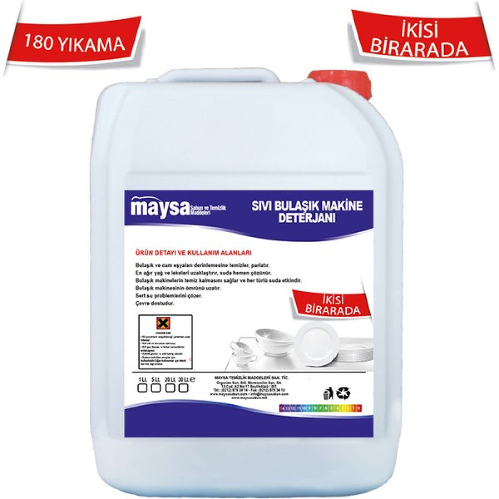 Maysa Ev Tipi Sıvı Bulaşık Makine Deterjanı İkisi Birarada 4 LT. (180 Yıkama) (Bulaşık Deterjanı + Parlatıcı) Bulaşık Yıkama Fiyatı