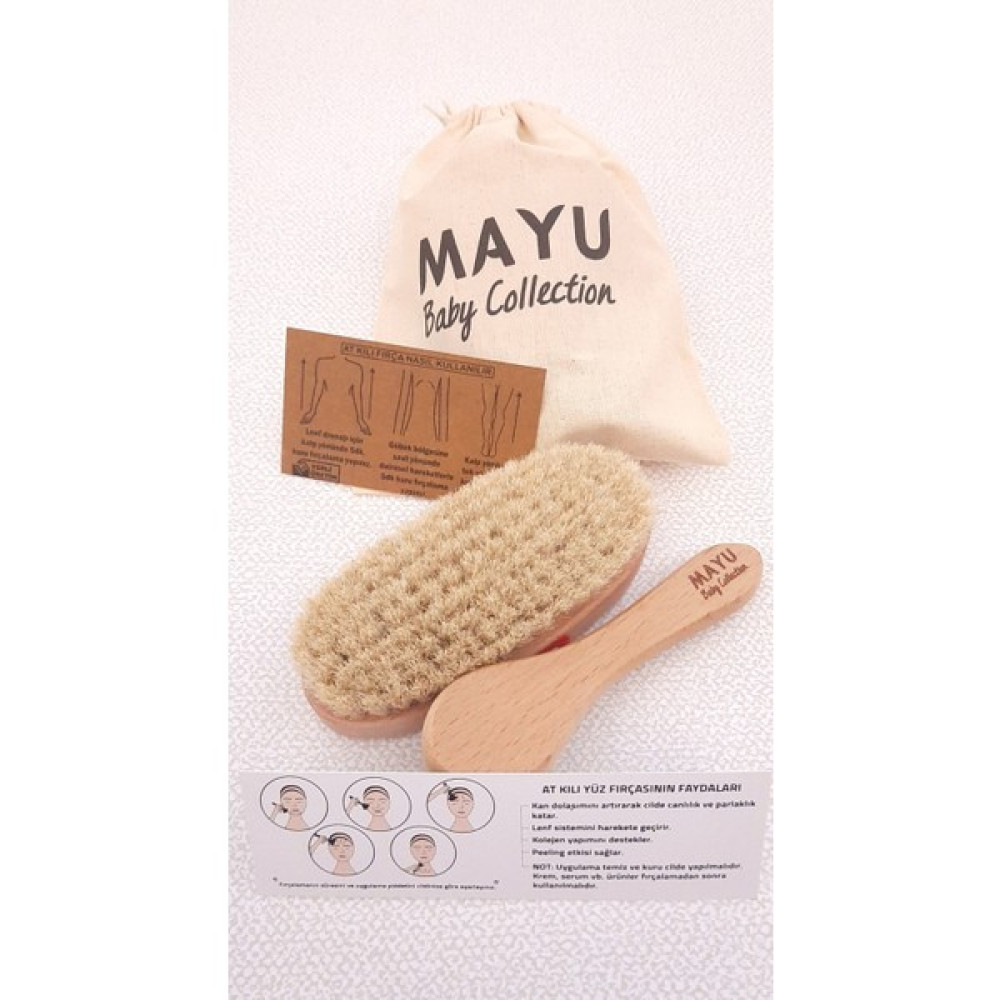 Mayu Baby Collection %100 Doğal At Kılı Vücut ve Yüz Fırça Seti - 1 Vücut Sıkılaştırıcı ve İncelticiler Fiyatı
