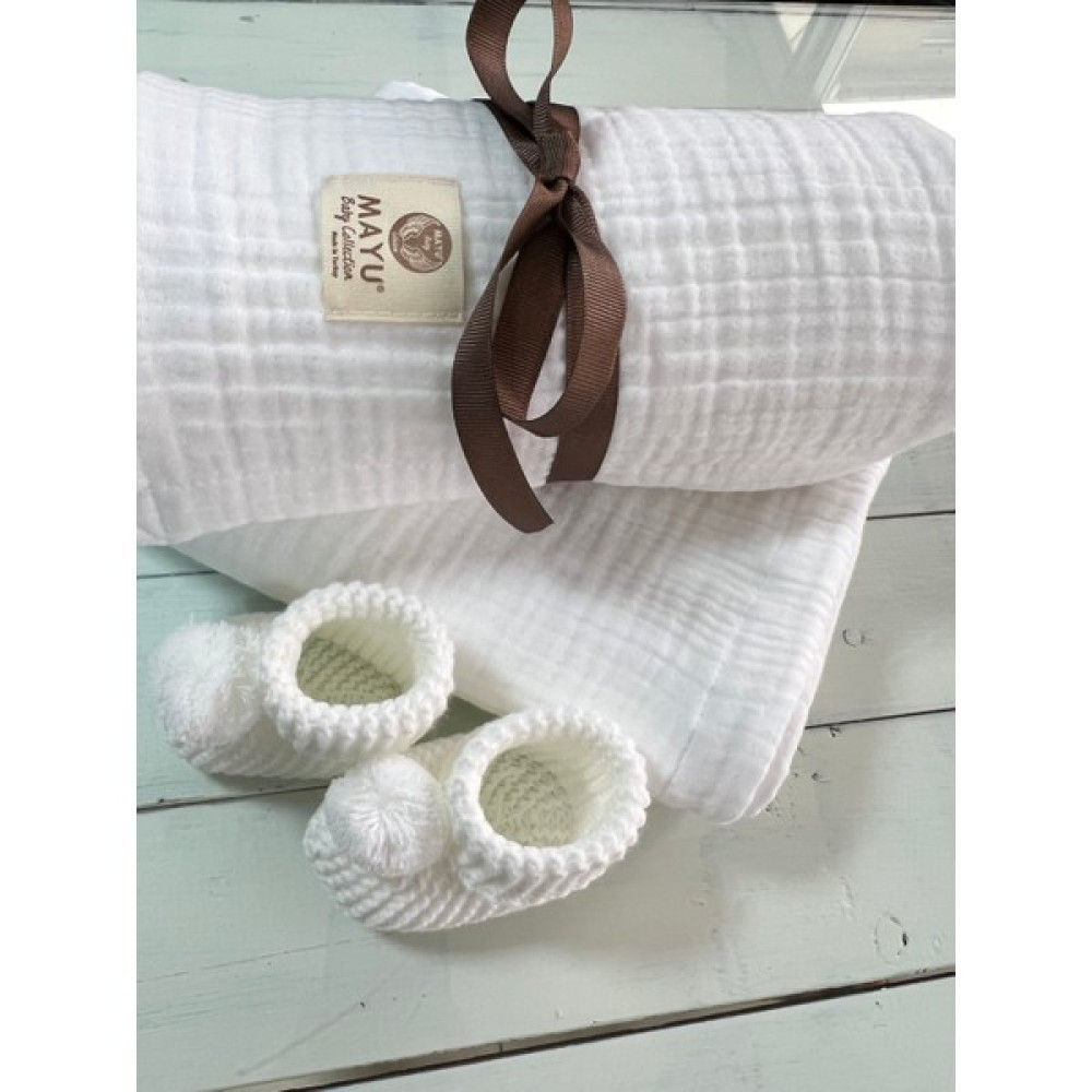 Mayu Baby Collection Dört Katlı Müslin Bebek Battaniyesi - Beyaz Bebek Battaniyesi Fiyatı