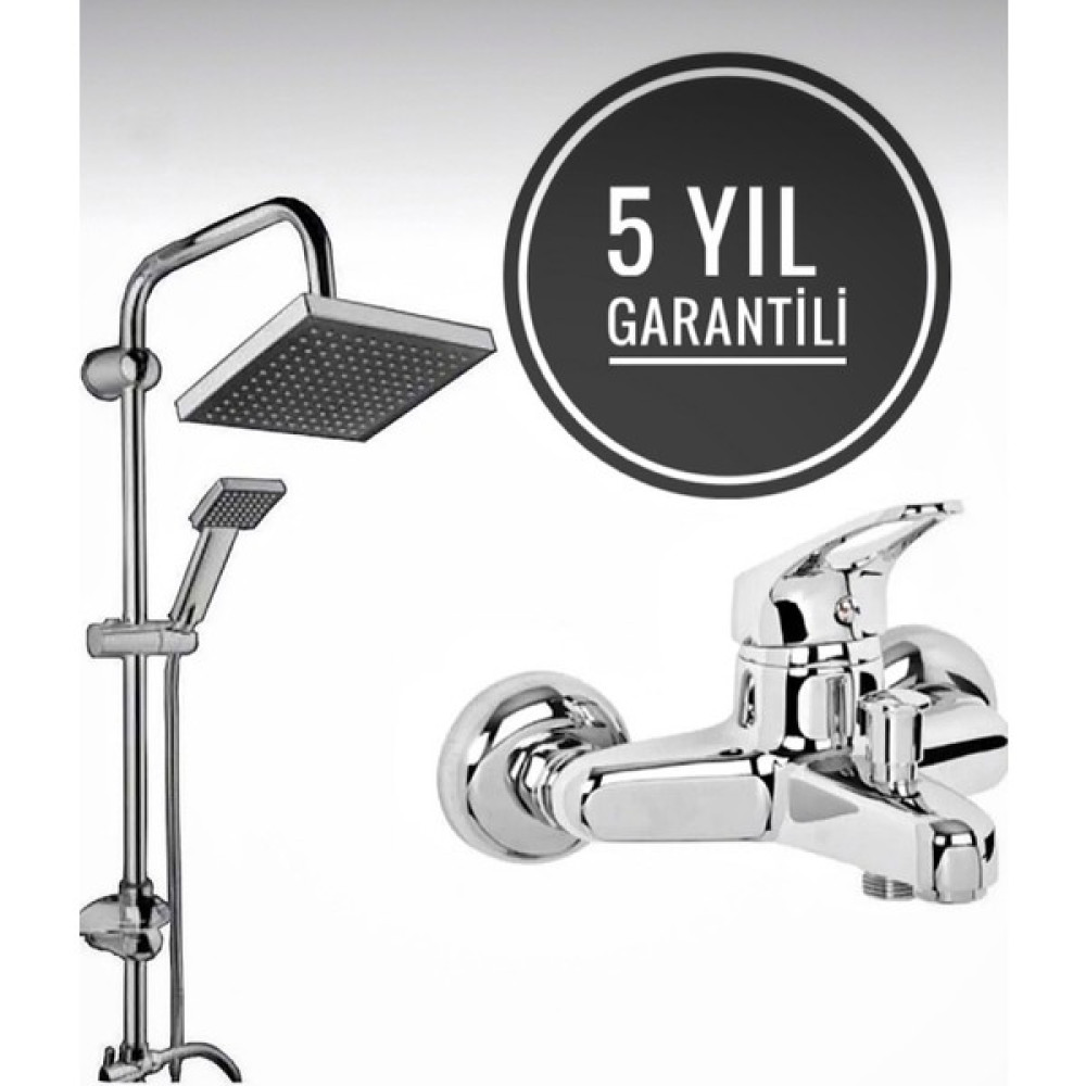 Mayygo Gümüş Mix Banyo Bataryası Robot Yağmurlama Tepe Duş Seti Duş Başlığı 2'li Tepe Duş Sistemleri Pirin Duş Seti Fiyatı