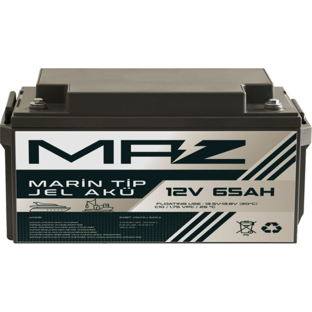Maz Akü 12 Volt 65 Amper Marin Jel Vrla Akü (Yat Tekne Akü) - 12V65AH Kesintisiz Güç Kaynakları (UPS) Fiyatı