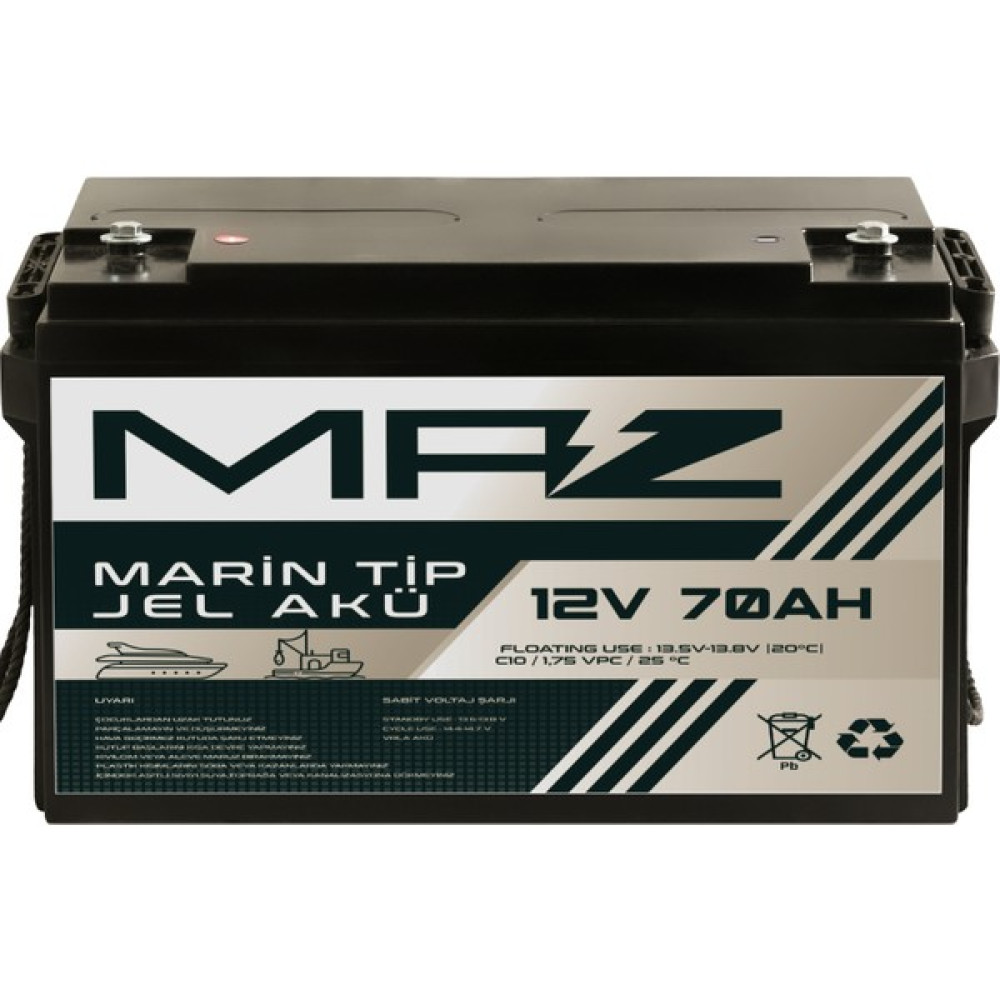 Maz Akü 12 Volt 70 Amper Marin Jel Vrla Akü (Yat Tekne Akü) - 12V70AH Kesintisiz Güç Kaynakları (UPS) Fiyatı