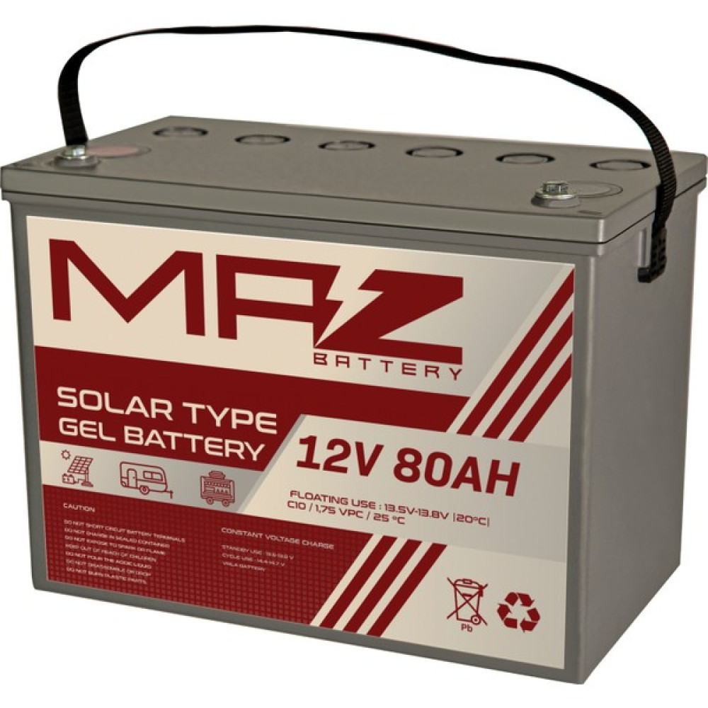 Maz Akü 12 Volt 80 Amper Solar Jel Akü 12V 80AH (Yeni Üretim) Akü Fiyatı