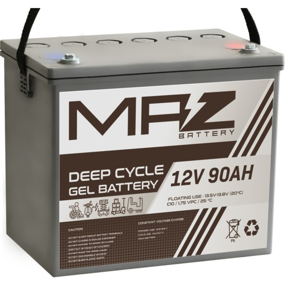 Maz Akü 12 Volt 90 Amper Deep Cycle Jel Akü 12V 90AH Yeni Üretim Akü Fiyatı