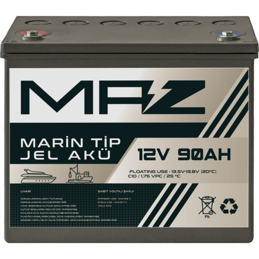 Maz Akü 12 Volt 90 Amper Marin Jel Vrla Akü (Yat Tekne Akü) - 12V90AH Kesintisiz Güç Kaynakları (UPS) Fiyatı