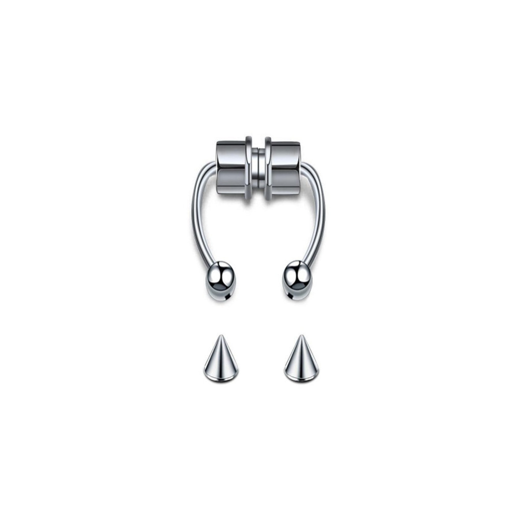 MAZEN Mıknatıslı Fake Gri Septum Piercing Paslanmaz Çelik Top Ve Sivri Uç Birarada Standart Beden Altın & Gümüş Piercing Fiyatı