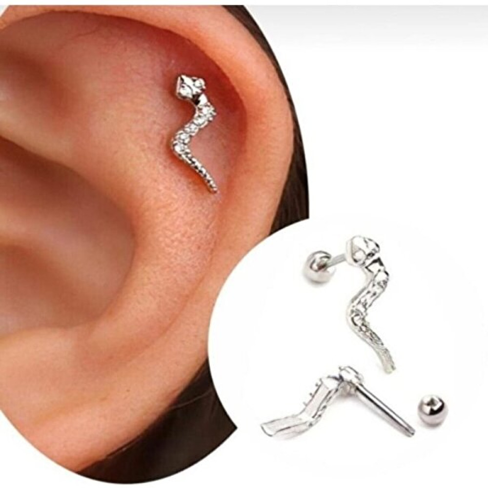 Mazen Paslanmaz Kararmaz Cerrahi Çelik Yılan Tragus, Kıkırdak, Helix 8mm Piercing (Iki Taraflı Açılabilir) Gümüş Renk Tek Ebat Beden Altın & Gümüş Piercing Fiyatı