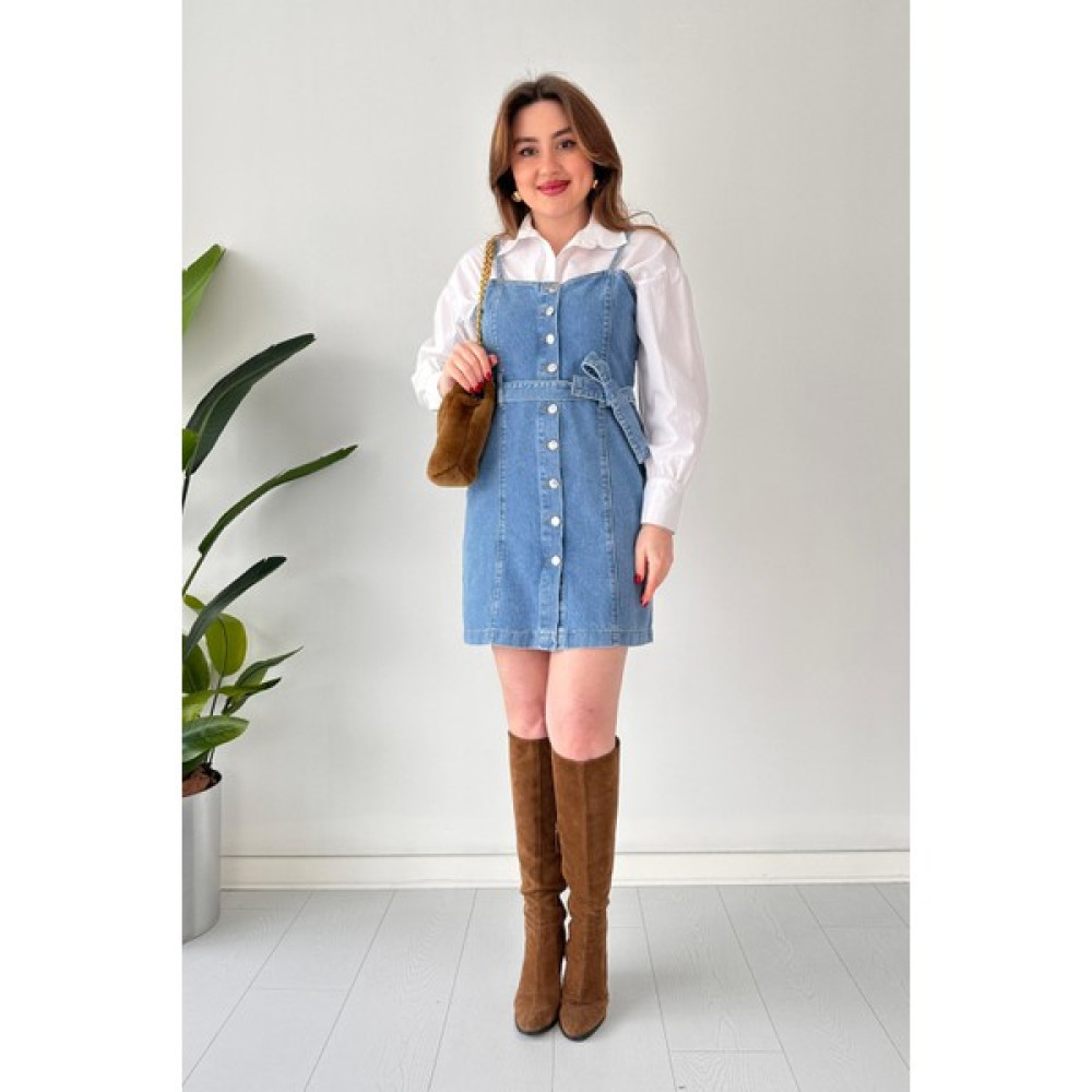 Mazi Butik Ince Askılı Denim Elbise Mavi Elbise Fiyatı