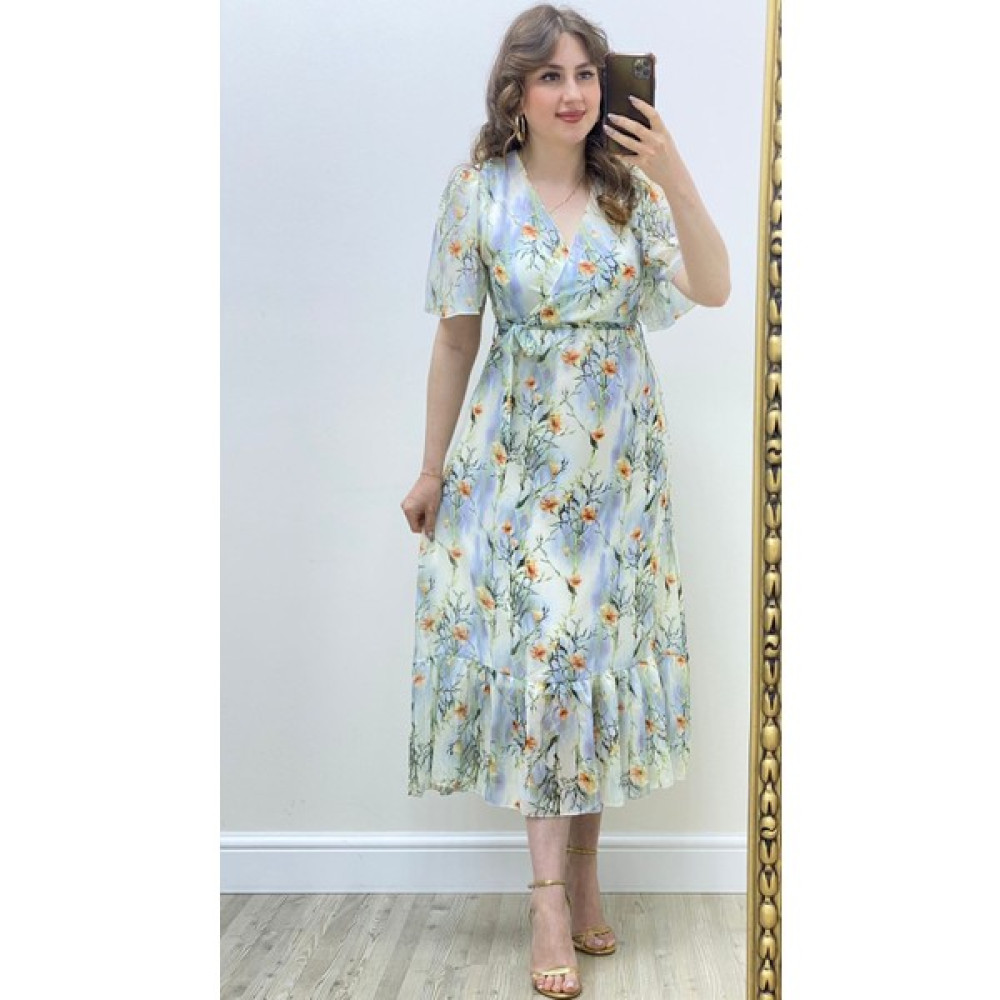 Mazi Butik Pelerin Kol Manolya Şifon Elbise Turuncu10 Elbise Fiyatı
