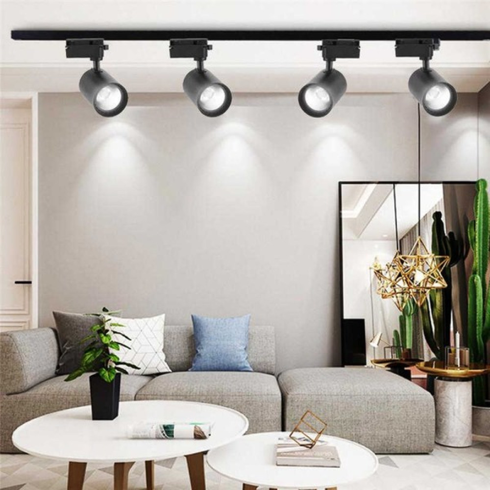 MB Siyah Kasa Beyaz Işık 4 Adet 360 Derece Dönen LED Ray Spot Lamba 1 Metre Raylı Armatür Spot Fiyatı