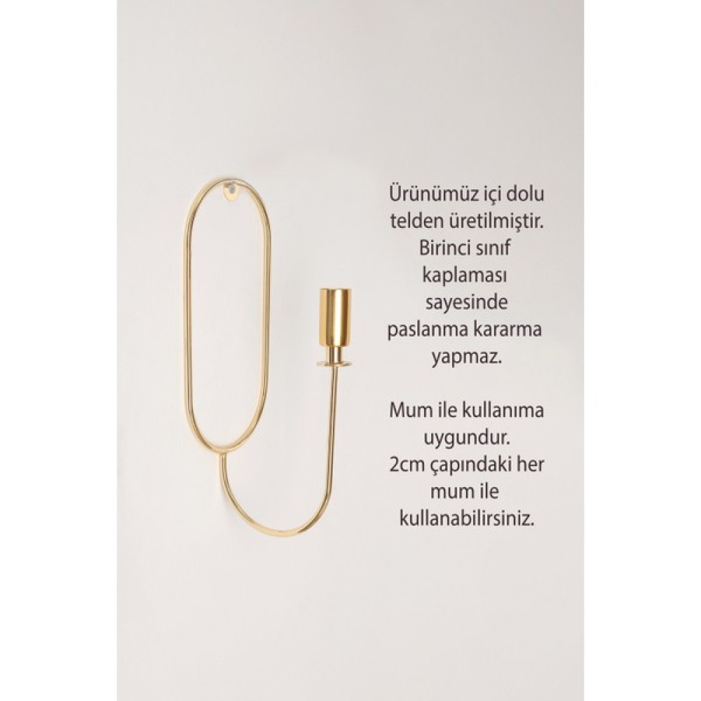 MBA Decor Metal Bending Art Elips Duvar Şamdanı Mumluk Gold Dekorasyon Aksesuar Tekli Dekoratif Mumluk Paslanmaz Kaplama - 0 Şamdan Fiyatı