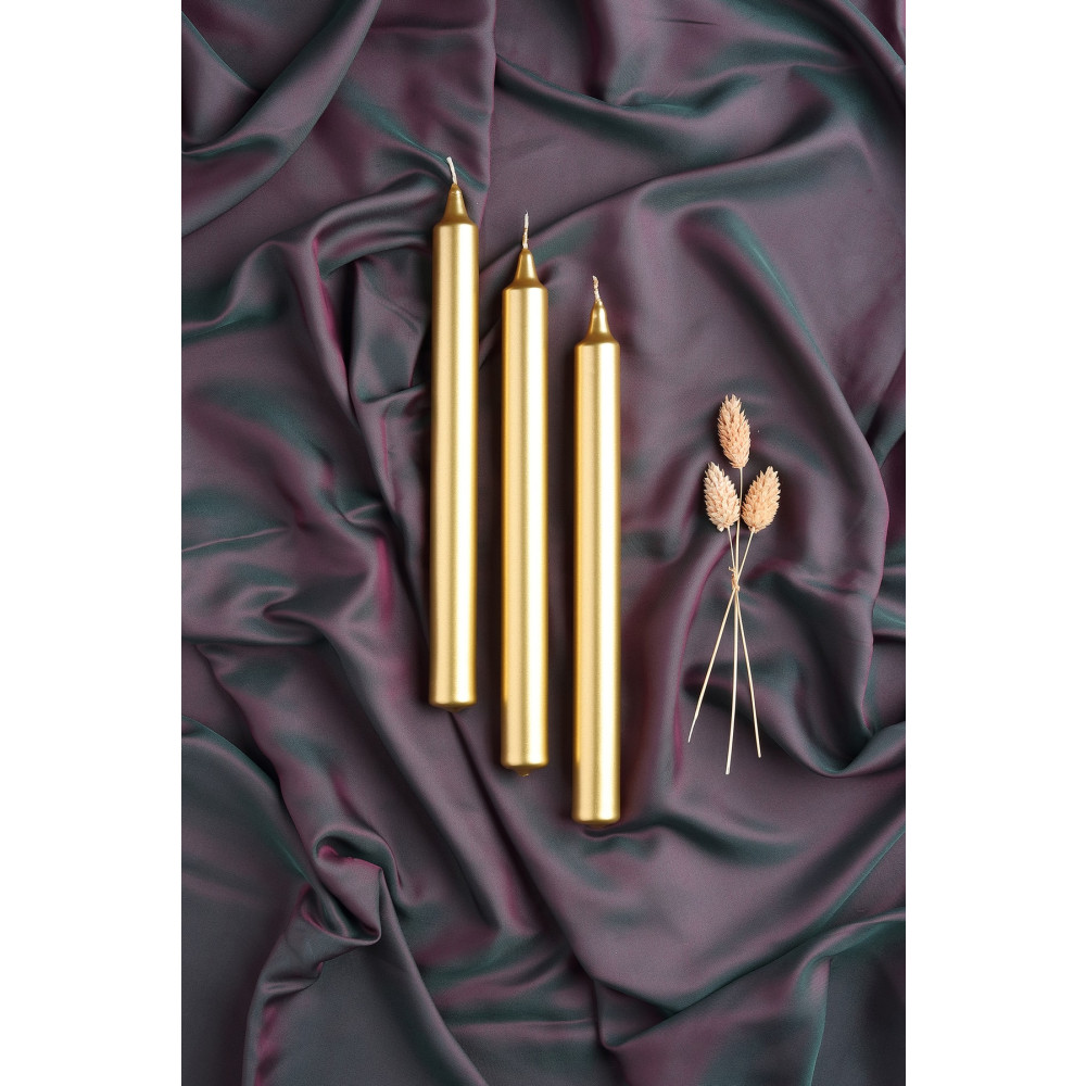 mba decor metal bending art Gold 3lü Şamdan Mumu Parlak Mum Metalik Kaplama Gövde 1. Kalite Uzun Çubuk Konik Dekoratif Mum Fiyatı