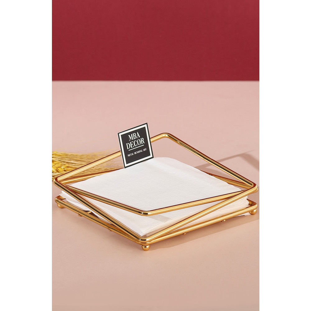 mba decor metal bending art Gold Kaplama Paslanmaz Dolu Demir Peçetelik Sunum Sofra Mutfak 18x18 Mutfak Gereçleri Fiyatı