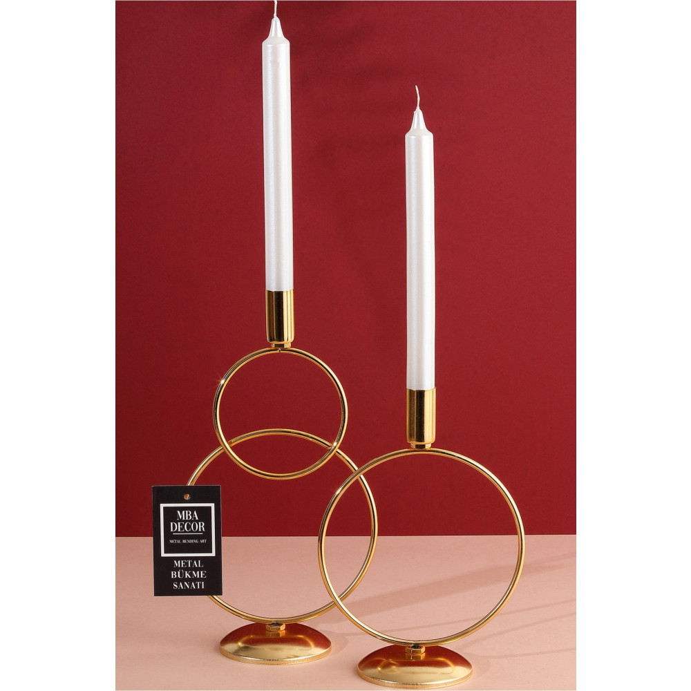 mba decor metal bending art Ikili Gold Şamdan Mumluk Dekoratif Dekorasyon Paslanmaz Kaplama Dolu Demir 28 Cm Kardan Adam Şamdan Fiyatı