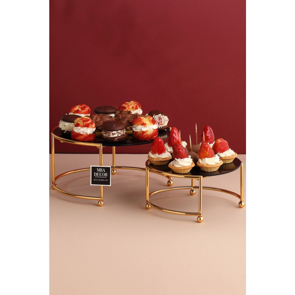 mba decor metal bending art Yuvarlak Ikili Gold Siyah Kahve Yanı Sunumluk Hediyelik Dekorasyon Ikramlık Organizer Mdf Ahşap 26 Tepsiler / Fırın Kapları Fiyatı
